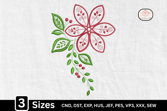 Botanical Red Flower Embroidery Review