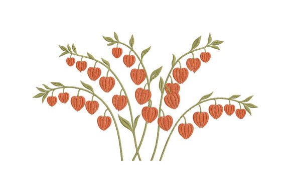 Chinese Lantern Plant Embroidery Design