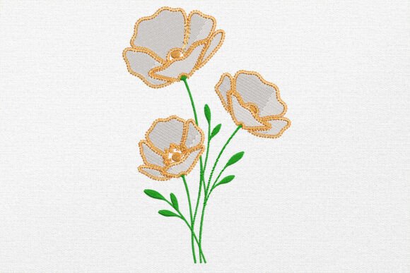 Poppy Flower Embroidery Design