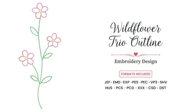 Wildflower Trio Outline Embroidery